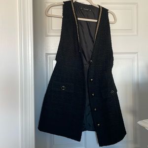 Zara tweed material dress, button up
